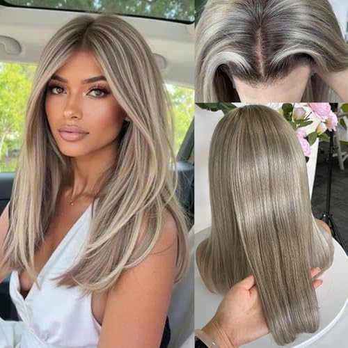 Byluxurious 220% Highlight Ash Blonde Wig Human Hair Pre Plucked
