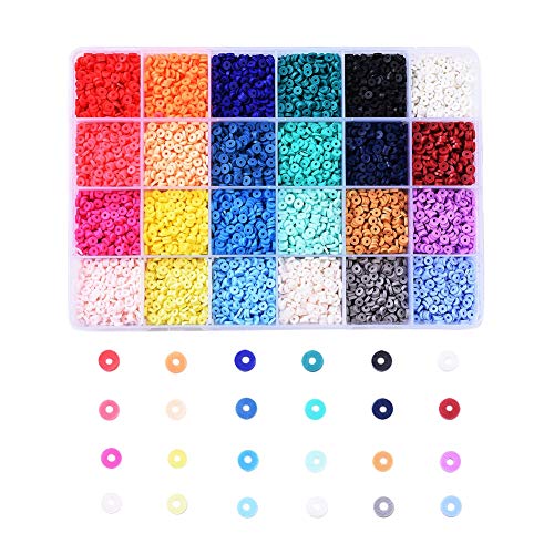 Beadthoven 9120pcs 4mm Vinyl Clay Heishi Beads Kit 24 Colors