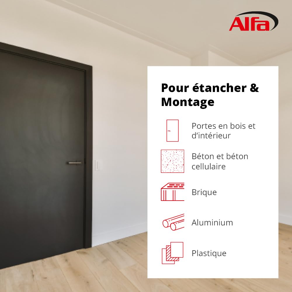621 ALFA - Mousse PU expansive bi-composants 400ml manuelle pour châssis, 2 pièces, à durcissement rapide, rendement du volume 12-14 l (une fois posé)