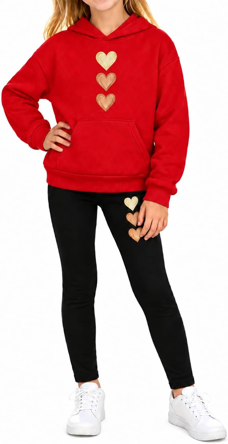 KIDLAGA Girls Clothes 2 Piece Outfits Long Sleeve Hoodie Sweatshirt and Flare Pants Fall Winter Clothing Sets 7-14 Years