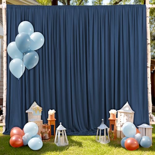 Image of 30x10ft Navy Blue Backdrop Curtain for Wedding Parties Wrinkle Free Fabric Navy Blue Drapes Backdrop Decoration for Baby Shower Birthday Photography Decoration 6 Panels, 5ft x 10ft