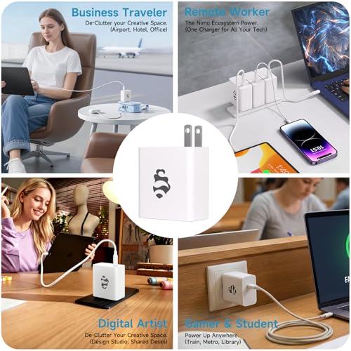 65W GaN USB C Fast Charger, PD 3.0 Wall Adapter with 6.6ft Cable, Reliable Power Block for MacBook Pro/Air, iPhone-16/15, iPad, Sam-sung-S24, PPS Laptop Charger for Travel, Home & Office - image 7