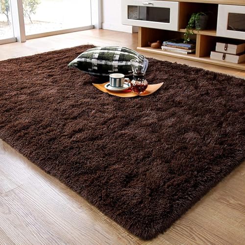 Image of F & B RUGS ; SUPERIOR QUALITY PRODUCTS Firoz and Brothers Handwoven Super Soft Indoor Modern Shag Microfibre Silky Fluffy Smooth 12x14 feet Brown