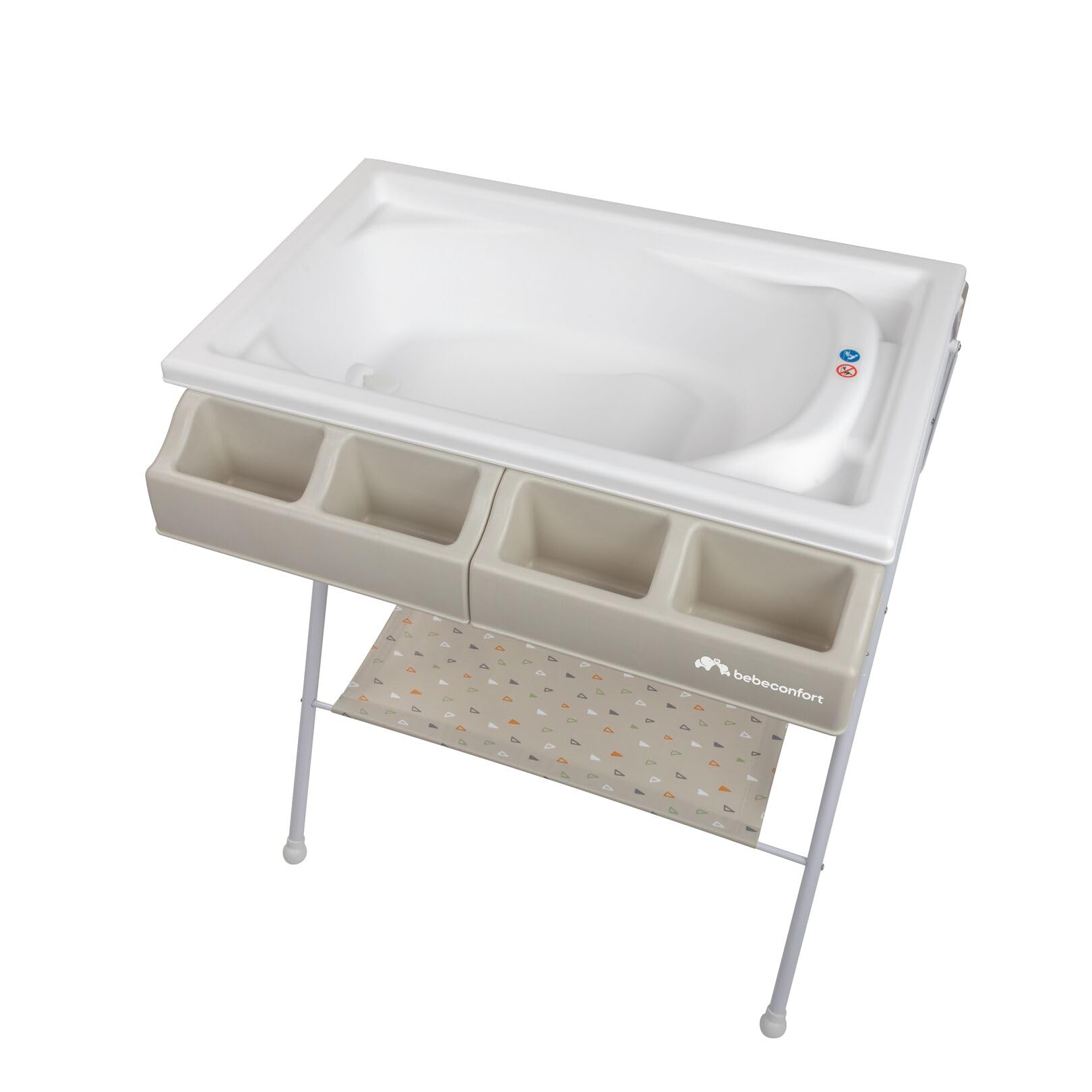 Table à Langer & Baignoire Bébé 2-en-1 - Pliable Avec Rangement | Matelas Rembourré | 0-12 Mois