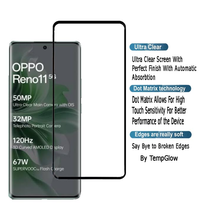 Image of Screen Protector for Oppo Reno 11 5G (Black) Tempered Glass Edge-to-Edge 6D Screen Guard With Installation Kit