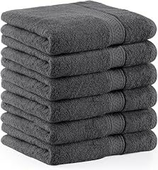 Utopia Towels - Set di 6 (50 x 100 cm), Asciugamani Mani, Asciugamani Per Le Mani, Altamente Assorbenti Con Gancio, 100% Cotone (Grigio)