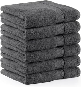 Utopia Towels - Set di 6 (50 x 100 cm), Asciugamani Mani, Asciugamani Per Le Mani, Altamente Assorbenti Con Gancio, 100% Cotone (Grigio)