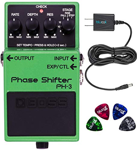 BOSS PH-3 Phase Shifter Shifting Pedal with Tap Tempo Bundle with Blucoil Slim