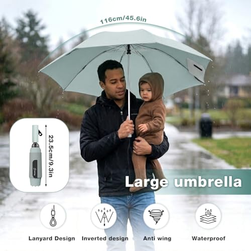 Image of PALAY Umbrella for Rain Auto Open Windproof Waterproof Umbrellas One-Button Open Folding Travel Umbrella with Aluminum Alloy Shaft, Fiberglass Ribs &Wide Strap