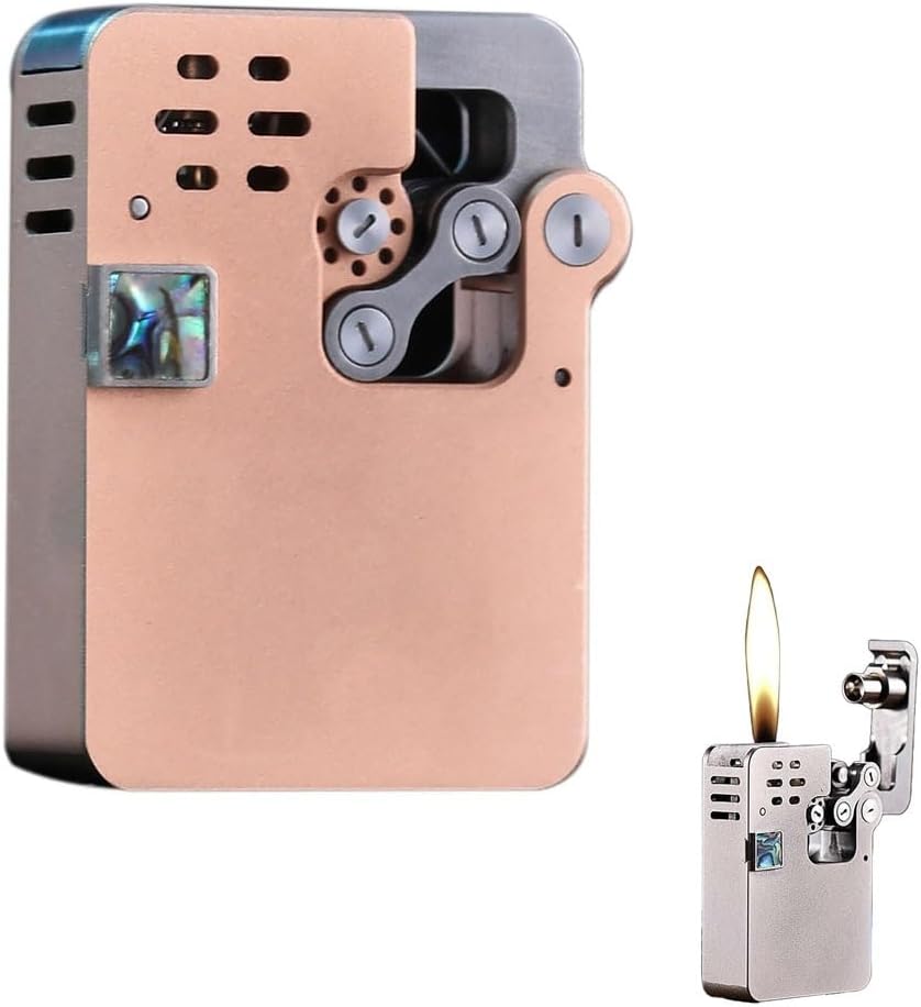 Retro Mechanical Linkage Kerosene Lighter, One-Button Semi-Automatic Ignition, for Collection, Cool Business Gifts for Men(Gold)