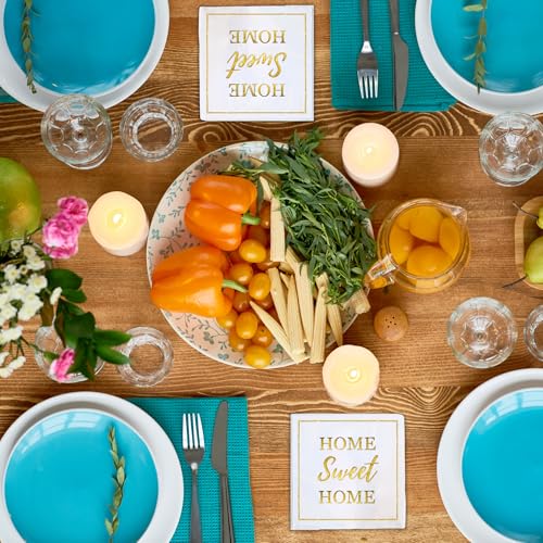 Housewarming Party Decorations Napkins, 50 Pack, Home Sweet Home Paper Napkin in White and Gold Foil, New Home Gift Ideas, Open House Real Estate Agent Gifts to Clients - Image 5