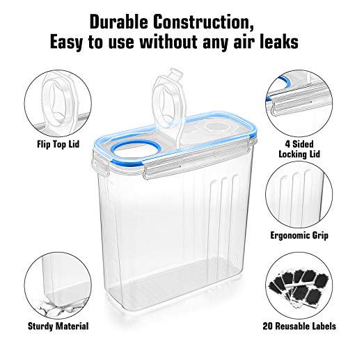 image for Wildone Plastic Cereal Containers Set | 6 Large (16.9 Cups, 135.3oz) A