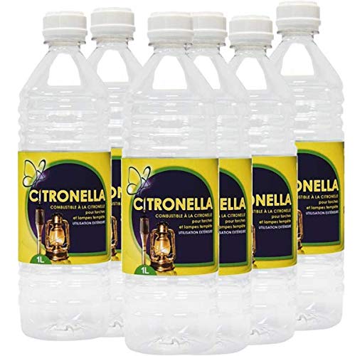 Outils-et-Nature.fr Lot de 6 Bouteilles Huiles parfumées à la citronnelle pour Torche et Lampe à Huile