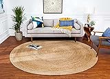 Aarna Hand Woven Jute Area Rug Braided 3X3 Round Rugs for Boho Home Decor Living Room and Kitchen Floor Decoration Natural Eco Friendly Area Rug for Farmhouse (3X3 FT)