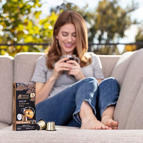 Equine Coffee Pods for Nespresso Original | 100 Pack Italian Nespresso Compatible Capsules (Not Vertuo) | USDA Organic Gallop Arabica Medium Roast Espresso