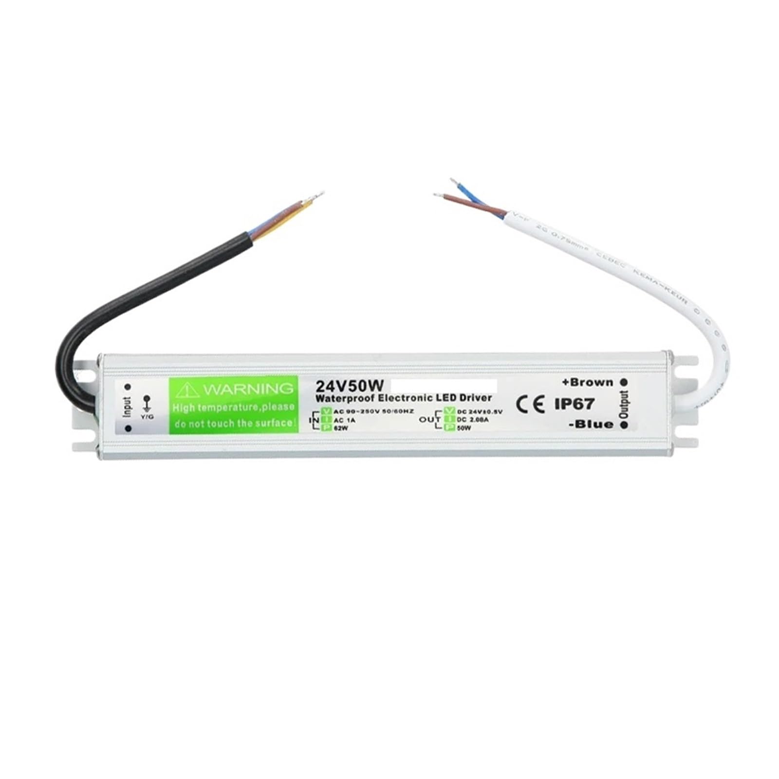 MBMYVRNKJL 90-250V AC to DC 24V 50W 2.08A Lighting Transformer LED Drive Adapter Aluminum Switching Power Supply