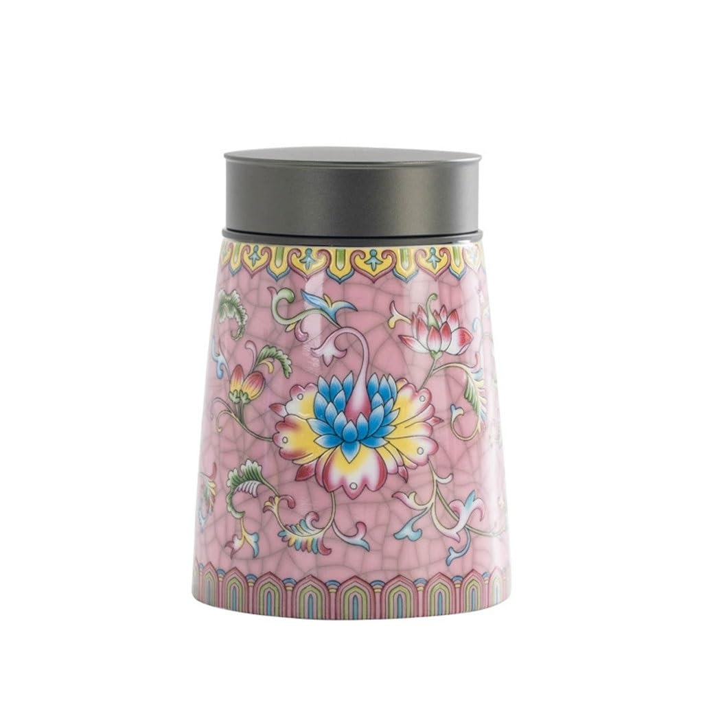 ENGENDER Tea Storage Jar Creative Enamel Ceramic Tea Can With Tin Lid Loose Sealed Storage