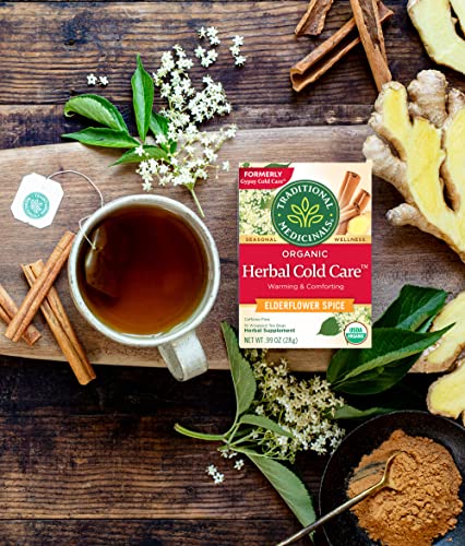 Traditional Medicinals Tea, Organic Herbal Cold Care, Providing Soothing Comfort, 16 Tea Bags