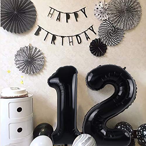 Image of TONIFUL 40 Inch Black Foil Number 0 Balloon, Milestone Birthday Decorations | Black 0 Balloon for 2027 Graduation New Year, 10th 30th 40th 50th Birthday, Black Birthday Party Decor for Men Boys Teens