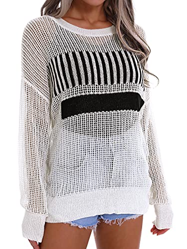 Yumiday Womens Summer Sweaters Lightweight(Off White,S/M) #TOP2