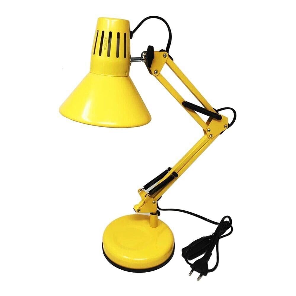 Lampada da Scrivania Girevole e Snodabile E27 Struttura Metallica Resistente Braccio Estensibile 72cm Illuminazione Ufficio Casa 230V Cavo 1.5m Morsetto e Base Elegante Design (Giallo)