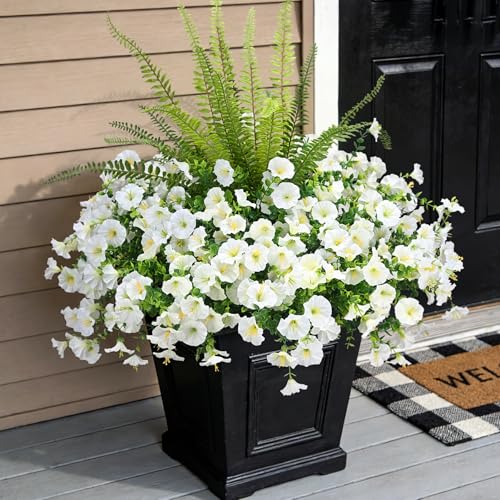Hrobek Artificial Flowers for Outdoors Faux Plants Outside Indoor,UV Resistant Silk Fake Morning...