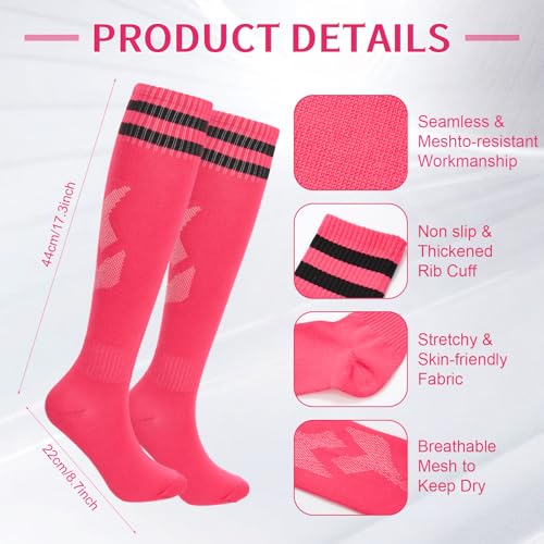 Funnysoft Soccer Shin Guard for Youth 14-16 Years Old Toddler Shin Pad Set with Sleeves and Long Soccer Sock Lightweight Sport Equipment for Boy Girl(Pink) — view 4