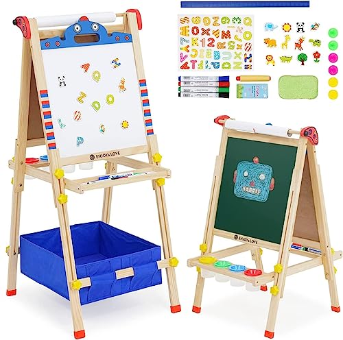 Chevalet Peinture Enfant,Tableau de Dessin Double Faces en Bois,Chevalet d'art Réglable en Hauteur...