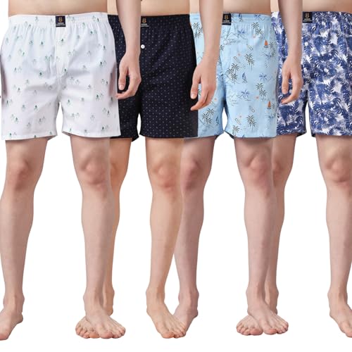 Image of Urban Scottish Ultra-Comfortable Men's Boxer Pants (Pack of 4), 100% Cotton with Stylish Print, Soft & Stretchy Elastic Waist Band, Dynamic Movement & Hardwearing Stitching,Breathable Gentle Snug Fit