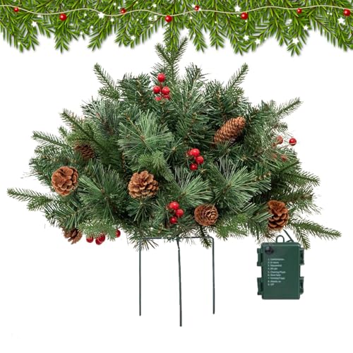 Outdoor Holiday Planter Filler - Light-Up Decoration with Tripod Stake for Garden, Porch, and Patio, Illuminated Floral Arrangement for Seasonal Festivities, Family Gatherings, and Winter Home Décor