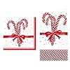 Bundle of 2 boston international paper candy cane cocktail napkins and guest towels  urban country home decor