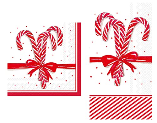 Bundle-of-2-Boston-International-Paper-Candy-Cane-Cocktail-Napkins-And-Guest-Towels Bundle of 2 Boston International Paper Candy Cane Cocktail Napkins And Guest Towels