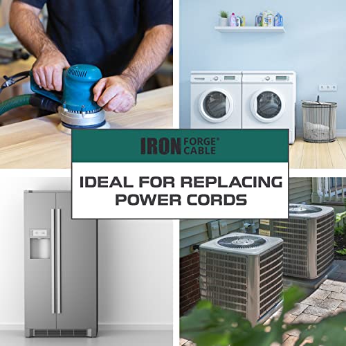 12 Awg Replacement Power Cord With Open End - 10 Ft Black Extension Cable, 2 Wire 12/2 Sjt #TOP4