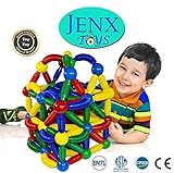 Jenx Toys Jumbo 60 PCS Magnetic Rods and Balls Building Blocks | Construction Stacking Building Set | Award Winning Top Toys