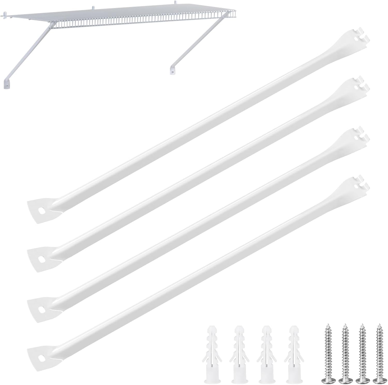 12 Inch Wire Shelf Brackets, 4 PCS Metal Shelf Support Bracket with Screws, Closet Wire Support for Wardrobe, Cabinet, Garage and Wall Hanging Installation (4)