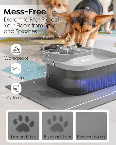Veehoo Dog Water Fountain for Large Dogs – 2.4Gal Pet Water Fountain with Diatomaceous Earth Mat and 5 Filters, Automatic Dog Water Bowl Dispenser with Silent Pump & LED Indicator for Dogs and Cats Veehoo Dog Water Fountain for Large Dogs – 2.4Gal Pet Water Fountain with Diatomaceous Earth Mat and 5 Filters, Automatic Dog Water Bowl Dispenser with Silent Pump & LED Indicator for Dogs and Cats