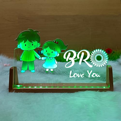 Image of lampees Personalized 3D LED lamp Rakhi Brother Sister Name - Multi Color (U Base2)