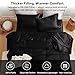MR&HM Queen Comforter Set Black, Reversible Satin Microfiber Comforter Set for All Seasons, 3 Pieces Non-Slip Silky Soft Bedding Sets with 1 Comforter (90