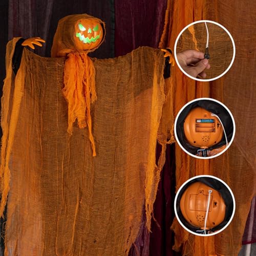 Fantôme d'extérieur éclairé Teksome Halloween tête rotative maison