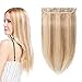Produktbild Extensions Echthaar Clips In 1 Stück 100% Remy Echthaar Haarverlängerung (45cm-50g #18/613 Hellgoldblond/Hell-Lichtblond)