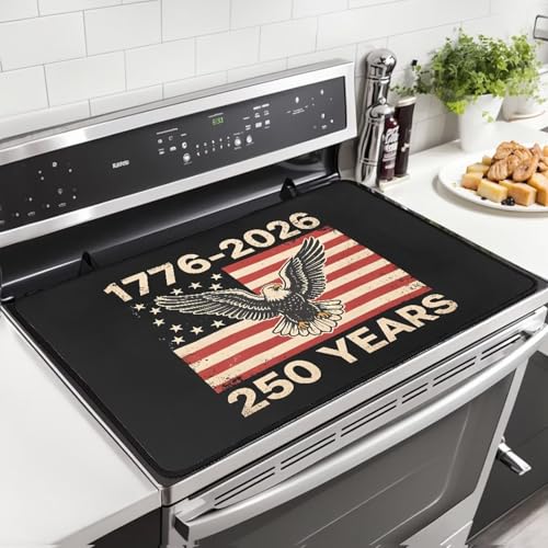 Image of 1776-2026 Glass Stove Cover Stovetop Protector Cover 4th of July Patriotic Electric Stove Top Protector Prevent Scratching Washer Dryer Counterto Cover Independent Day Home Decor