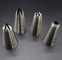 Vista 4 de Paquete de 4 puntas de glaseado de acero inoxidable sin costuras #1M 2D 2F 6B, boquilla de tubería grande, herramientas de decoración de pasteles