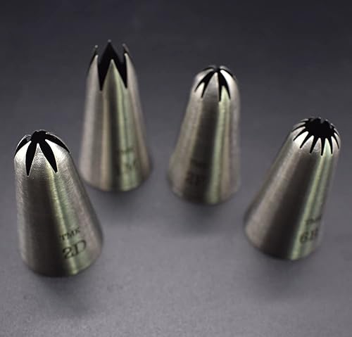 Miniatura 4 de Paquete de 4 puntas de glaseado de acero inoxidable sin costuras #1M 2D 2F 6B, boquilla de tubería grande, herramientas de decoración de pasteles