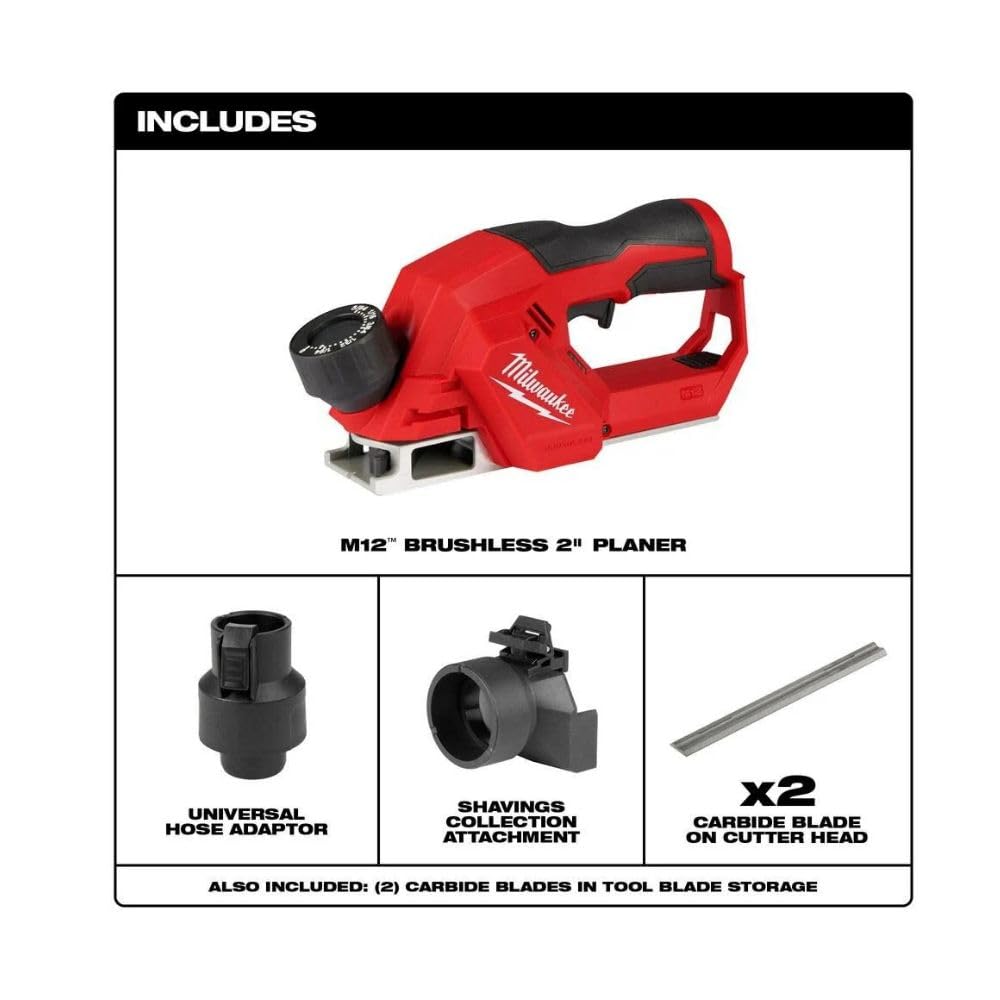 MILWAUKEE 2524-20 M12 Cepilladora de 2 pulgadas sin escobillas (2524-20)
