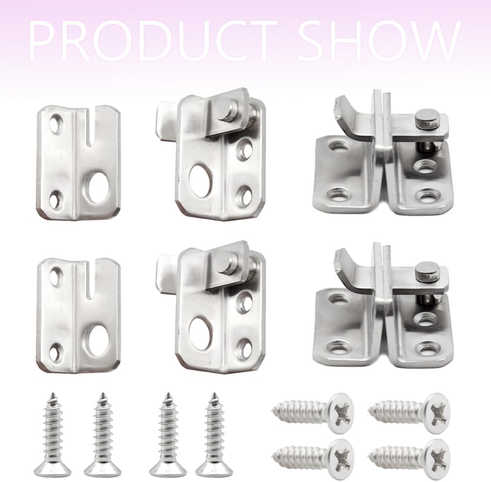 2Pcs Flip Latch Stainless Steel Safety Door Lock Catch Sliding Door Bolt Latch Right Open Gate Latches for Window Garden Door (YKMS)