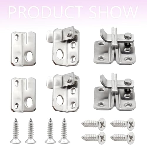 Miniatura 5 de 2 pestillos abatibles de acero inoxidable para puerta de seguridad para puerta corrediza para puerta corredera, pestillos de puerta abierta derecha