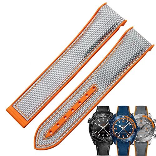 Bracelet de montre 20 mm gris orange en silicone nylon avec boucle