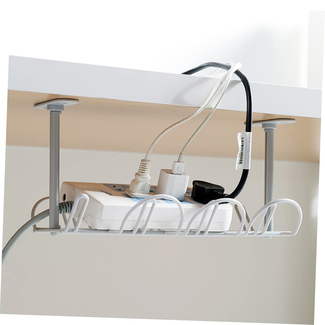 Bandeja de Gestión de Cables para Escritorio de Hierro White