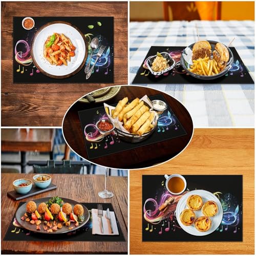 Set de table musique arc-en-ciel en PVC lavable résistant x6 - 6