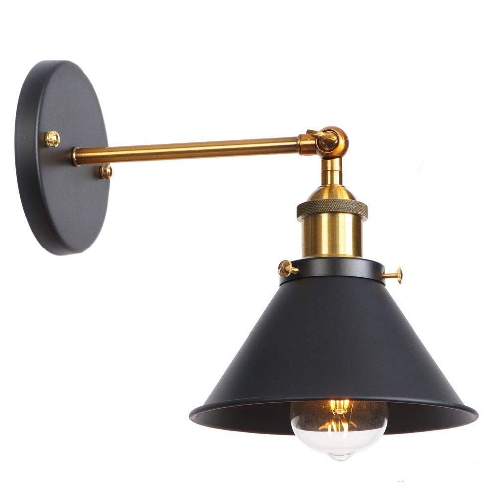 MINERLELE Wall Lamps Sconces Black Hardwire Industrial Vintage Wall Lamp Fixture Simplicity Bronze Finish Arm Swing Wall Lights